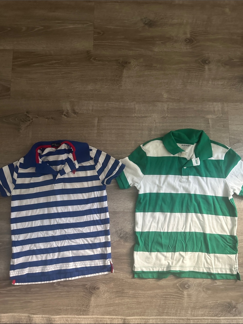 Old Navy Green & White Striped Polo Shirt - Kids
